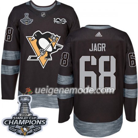 Herren Eishockey Pittsburgh Penguins Trikot Jaromir Jagr 68 1917-2017 100th Anniversary Adidas Schwarz 2017 Stanley Cup Champions Authentic